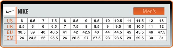 طرح مساء خرقة size chart nike us 