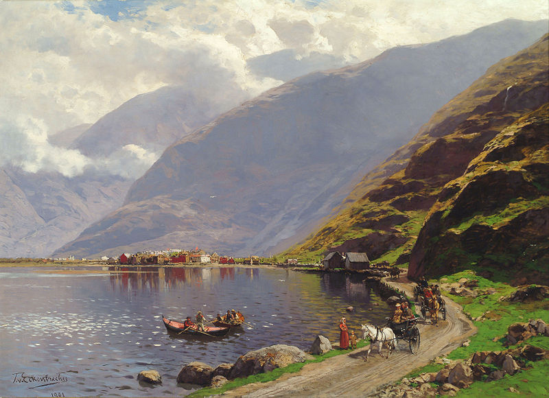 Themistokles von-Eckenbrecher (1876-1935)  Utsikt over Lærdalsøreni Sognefjorden, olje på lerret 1901